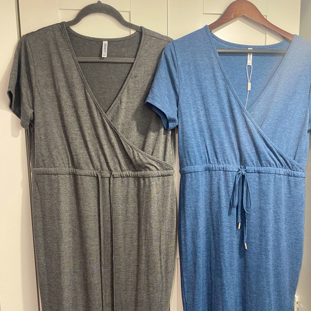 Set Of Two Tie Front V Neck Maxi Dresses